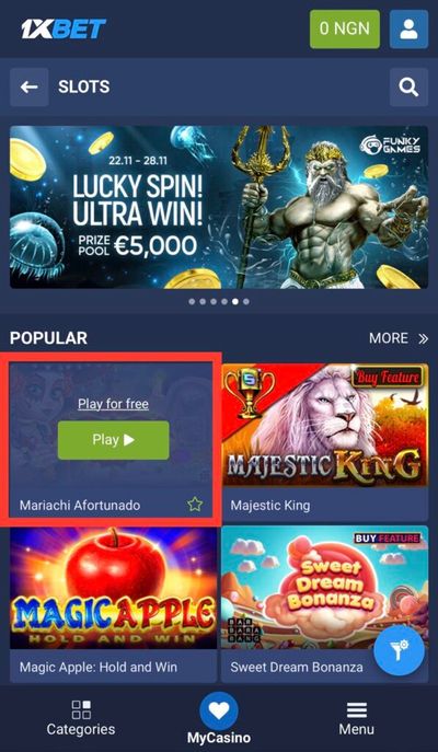 1xBet Slots game modes