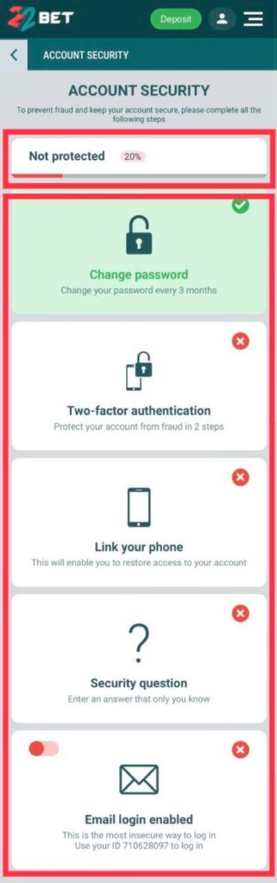 22BET security recommendations