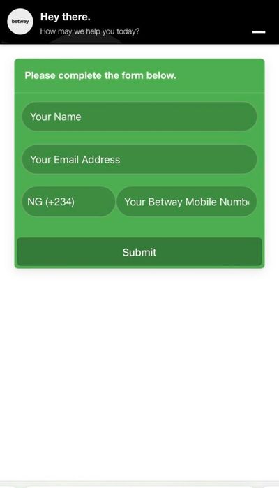 Betway Live Chat page