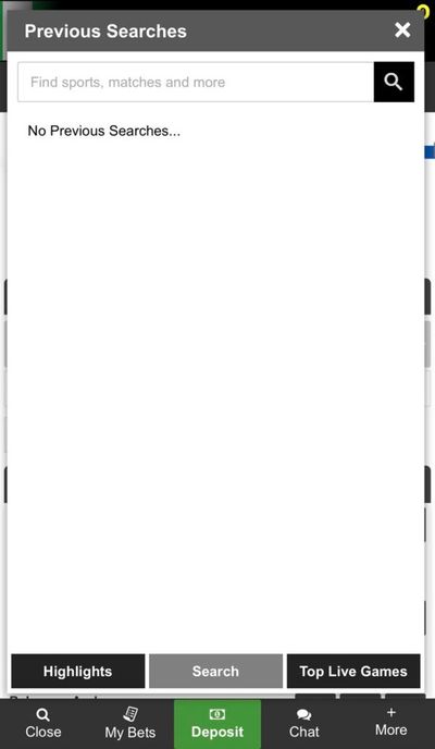 Betway Search pop-up