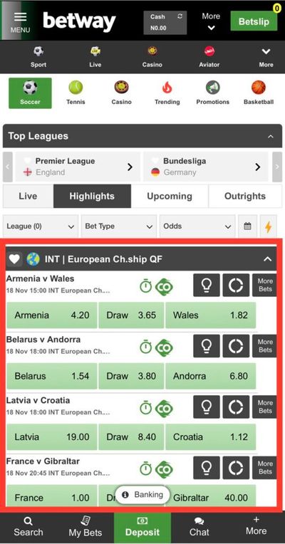 Betway upcoming football matches