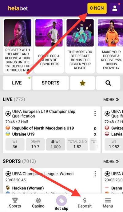 Helabet Deposit Buttons