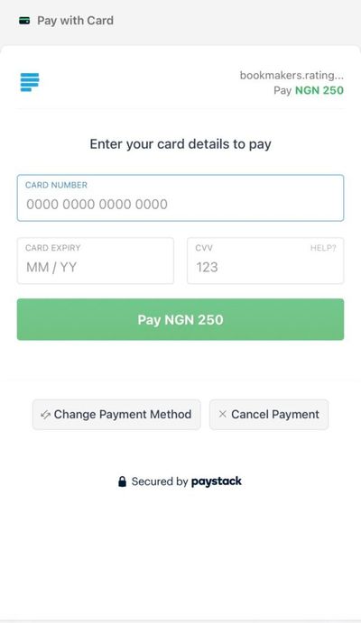 Paystack card pay page